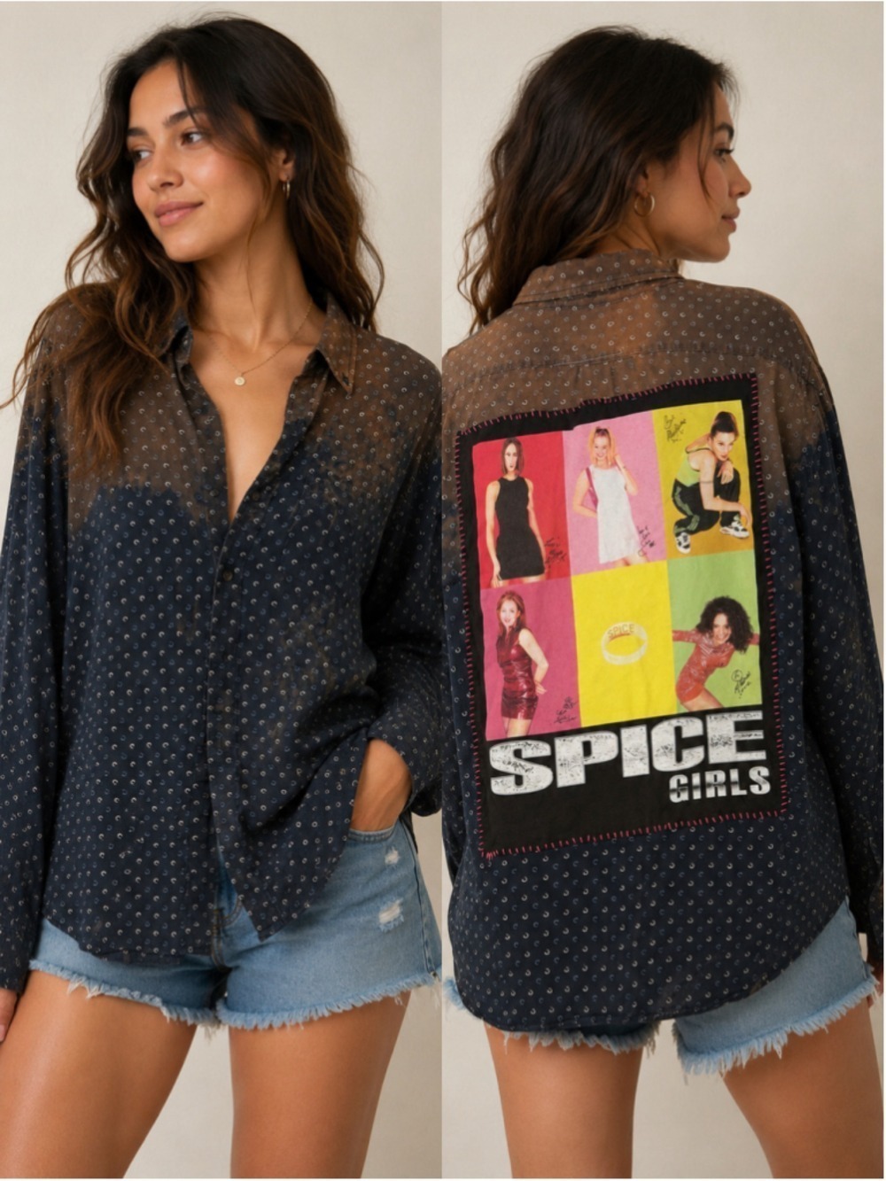Timberjune Handmade Spice Girls Shirt Women’s M Upcycled Patchwork 90s OOA